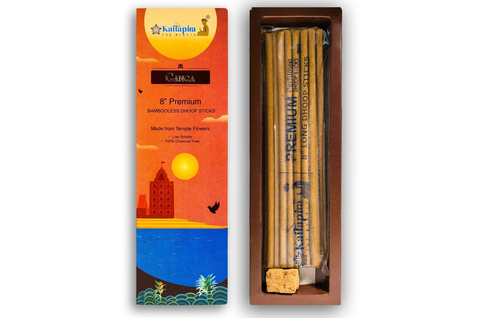 Ganga 8″ Premium Dhoop Batti, Incense Sticks (Pack of 20 Sticks)